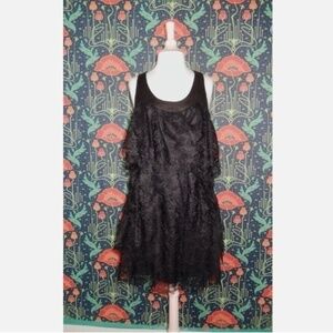 Robert Rodriguez Black Tiered Lace Punk Goth Leather Yoke Dress Nwt 8